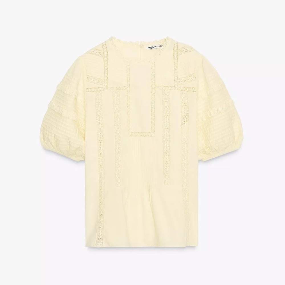 Zara Yellow Lace Detail Romantic Blouse. Doen Vibes